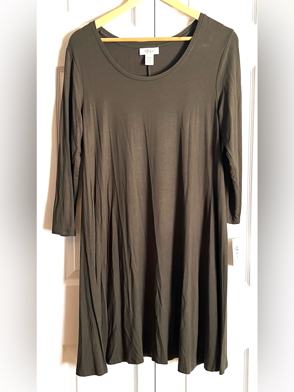 ✨ STYLE & CO. Olive Green 3/4 Sleeve A-Line Tunic Swing Dress ✨